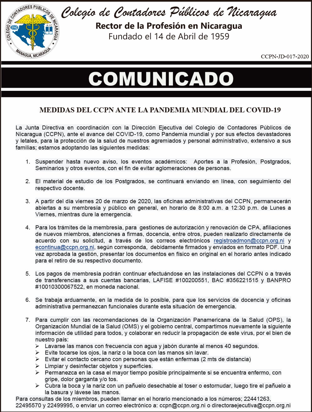 17- Comunicado CCPN-JD-017-2020